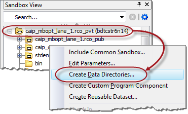 Ab Initio Graphical Development Environment (GDE) Sandbox menu.